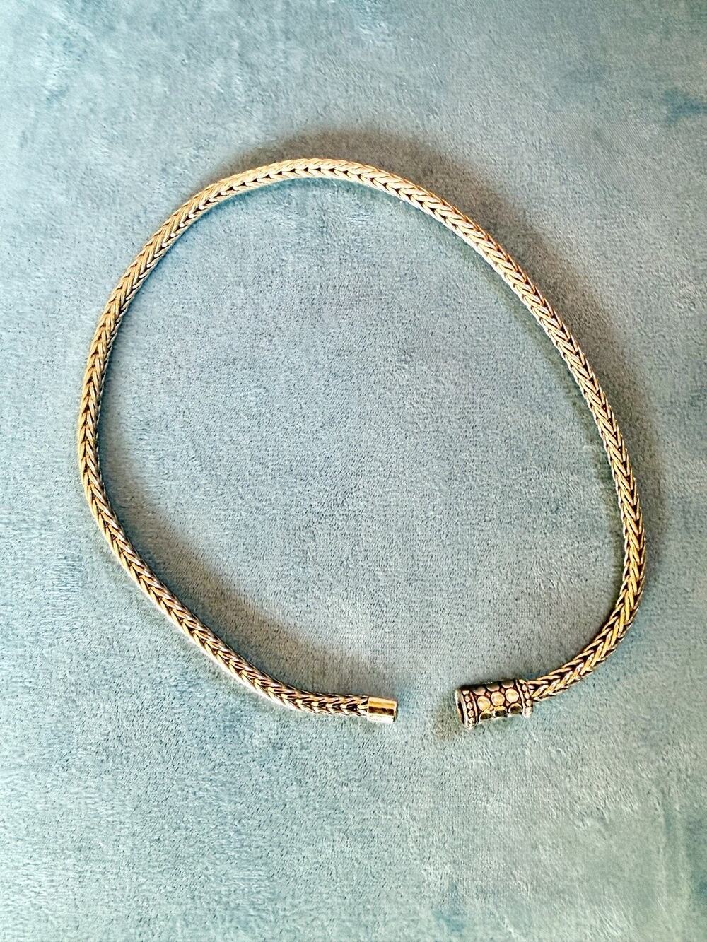 Heavy Rope Magnetic Wheat Necklace MASH Style Unmarked Estate Silvertone